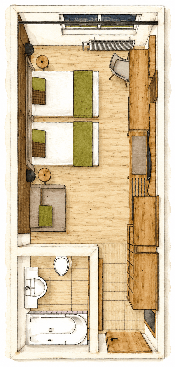 Floor plan and layout of our Superior Twin Room
